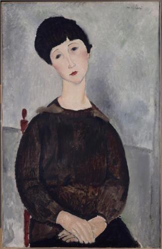 Каземир Малевич :: Молодая темноволосая девушка, сидя (1918)