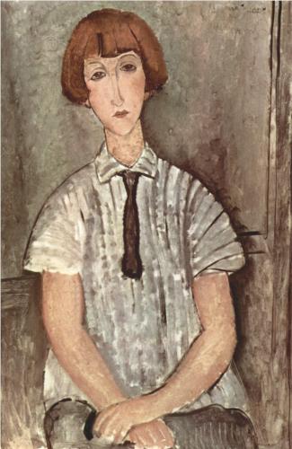 Каземир Малевич :: Молодая девушка в полосатой рубашке (1917)