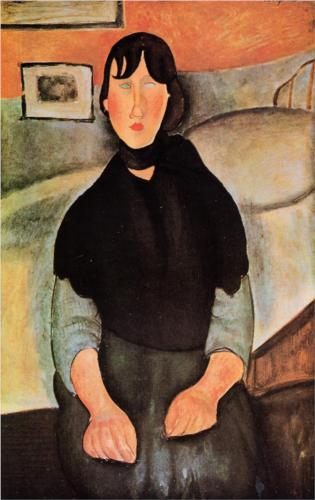 Каземир Малевич :: Темноволосая женщина, сидя на кровати (1918)