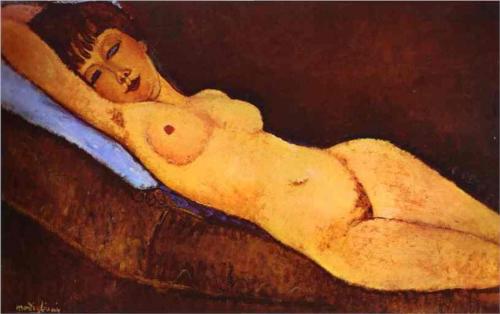 Каземир Малевич :: Лежащая обнаженная с голубой подушкой (1917)